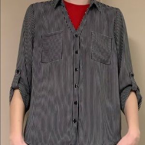 IZ Byer button down, striped, shirt with collar.